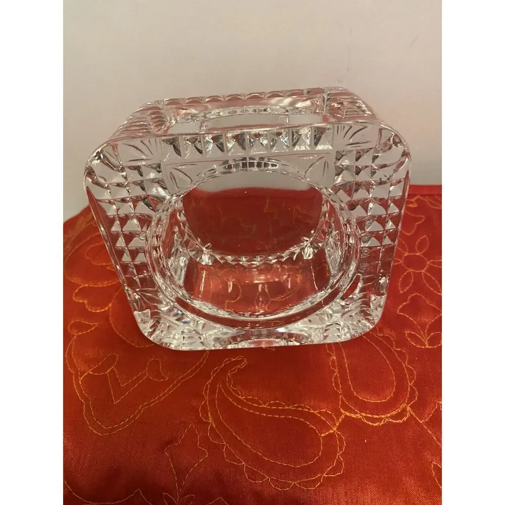 Diamond Cut French Lead Crystal Candle Holder, Pillar Or Tea Lite Made In France